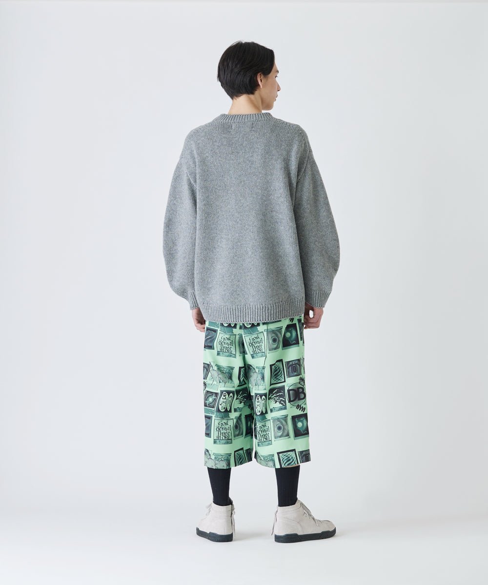 Curving sleeve knit pullover - HEATHER GRAY - DIET BUTCHER