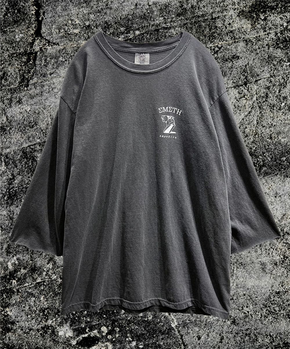 【 DIET BUTCHER × emeth 】3/4 sleeve T-shirt - FADE BLACK - DIET BUTCHER