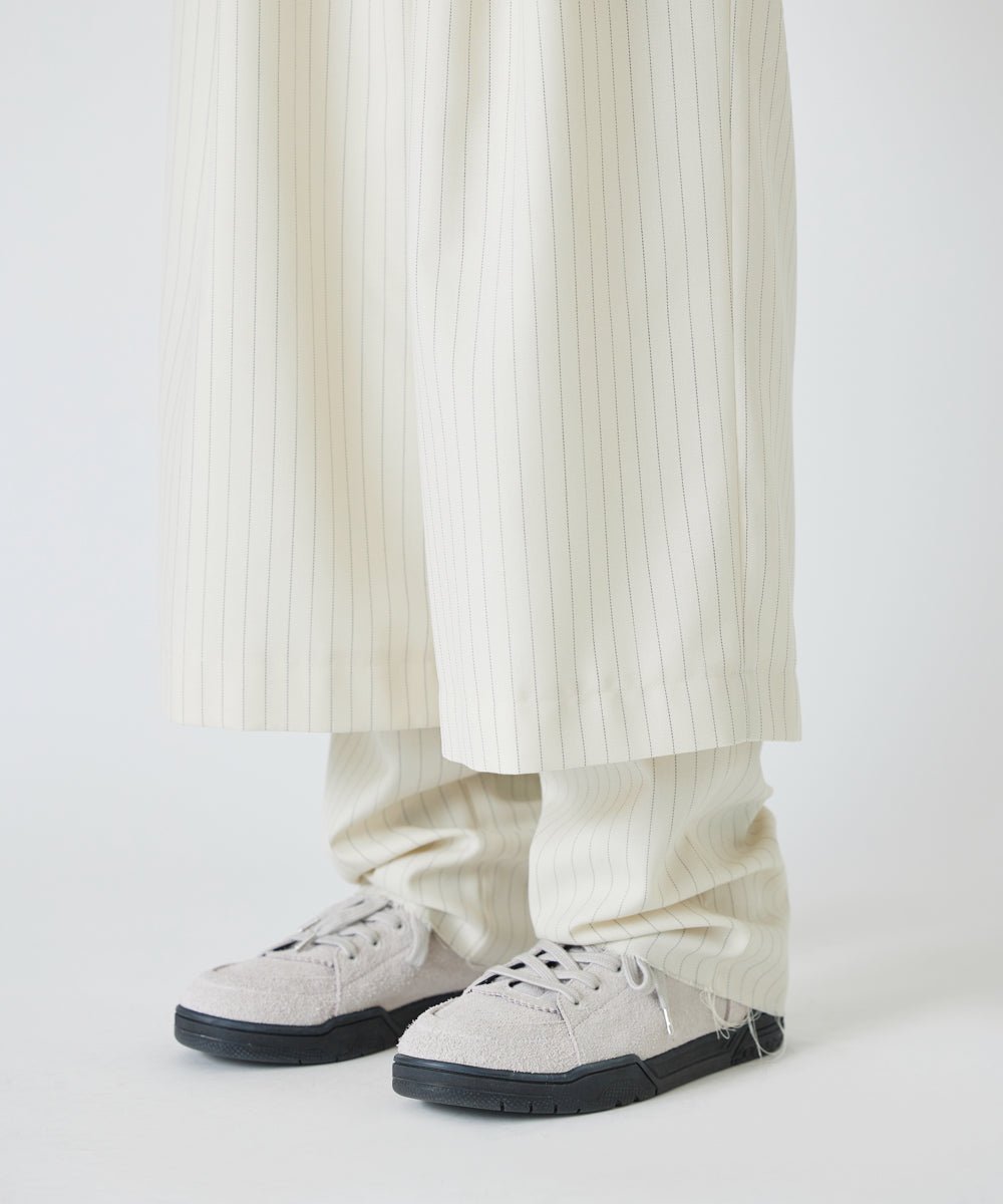 Layered pants - OFF WHITE×GRAY pin stripe - DIET BUTCHER