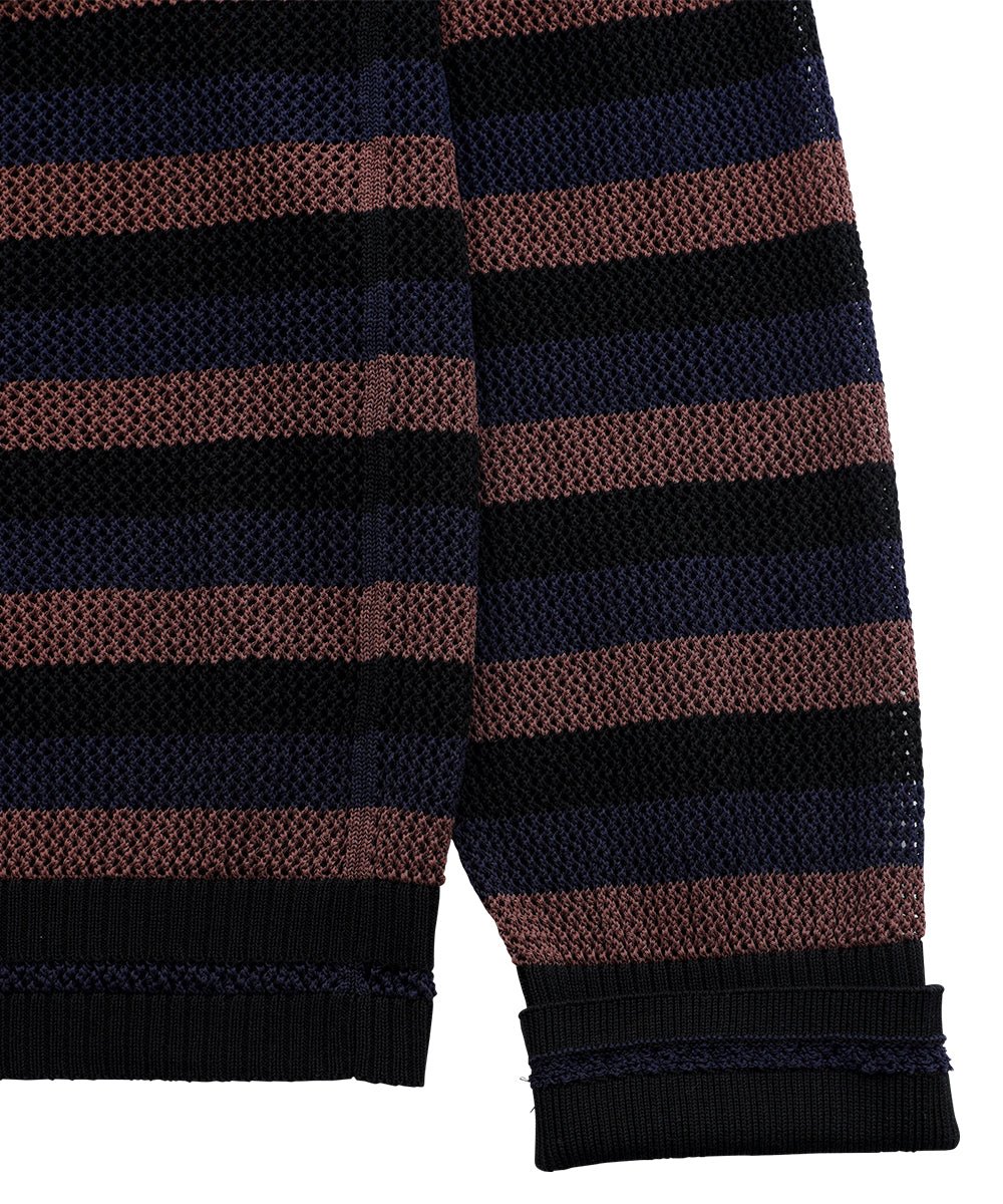 Mesh knit pullover - BLACK×NAVY×BROWN - DIET BUTCHER