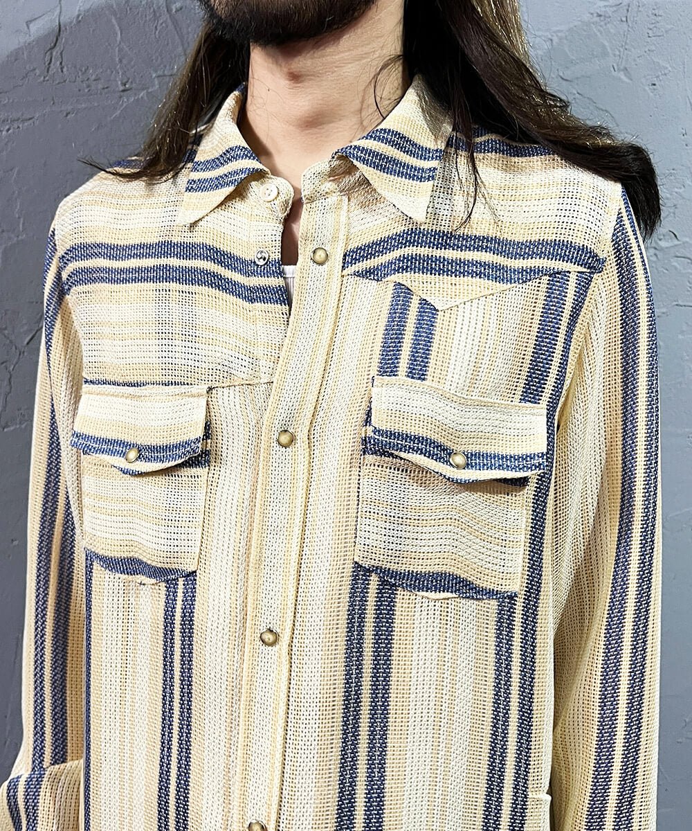 Mixed leno weave shirt - BEIGE MIX - DIET BUTCHER