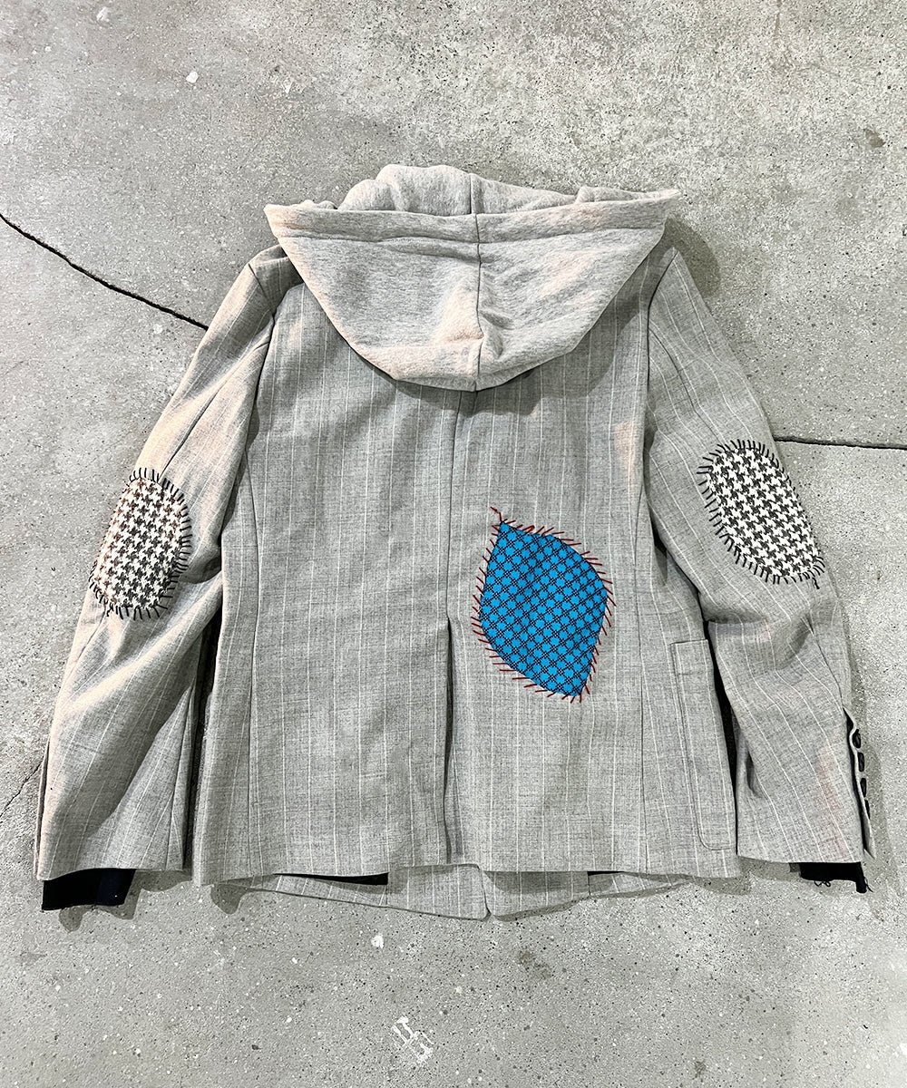 Patchwork Docking pinstripe jacket with sonatine - GRAY01 - DIET BUTCHER