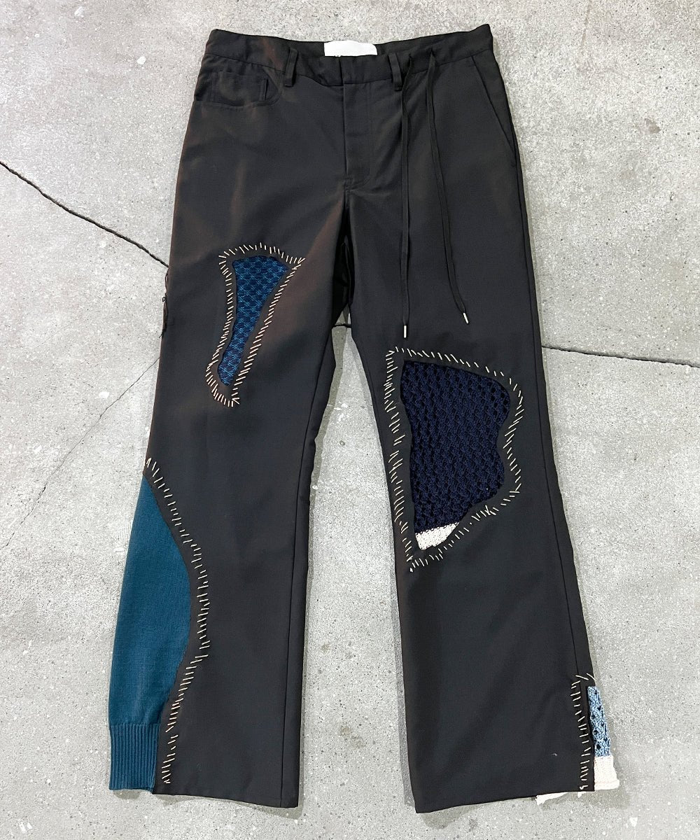 Patchwork Flared trouser - BLACK01 - DIET BUTCHER