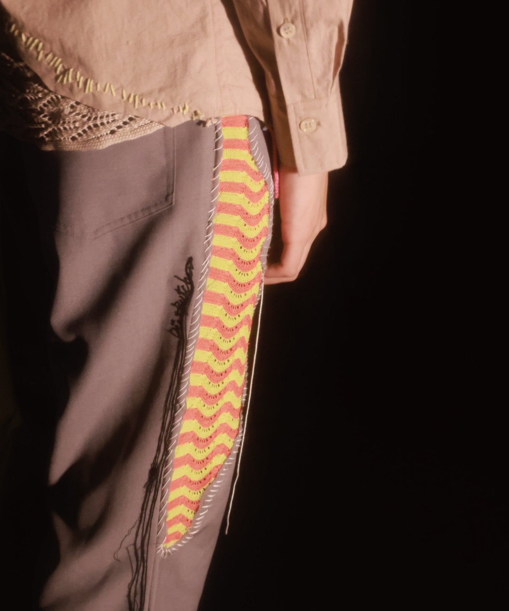 Patchwork Flared trouser - MOCHA BEIGE01 - DIET BUTCHER