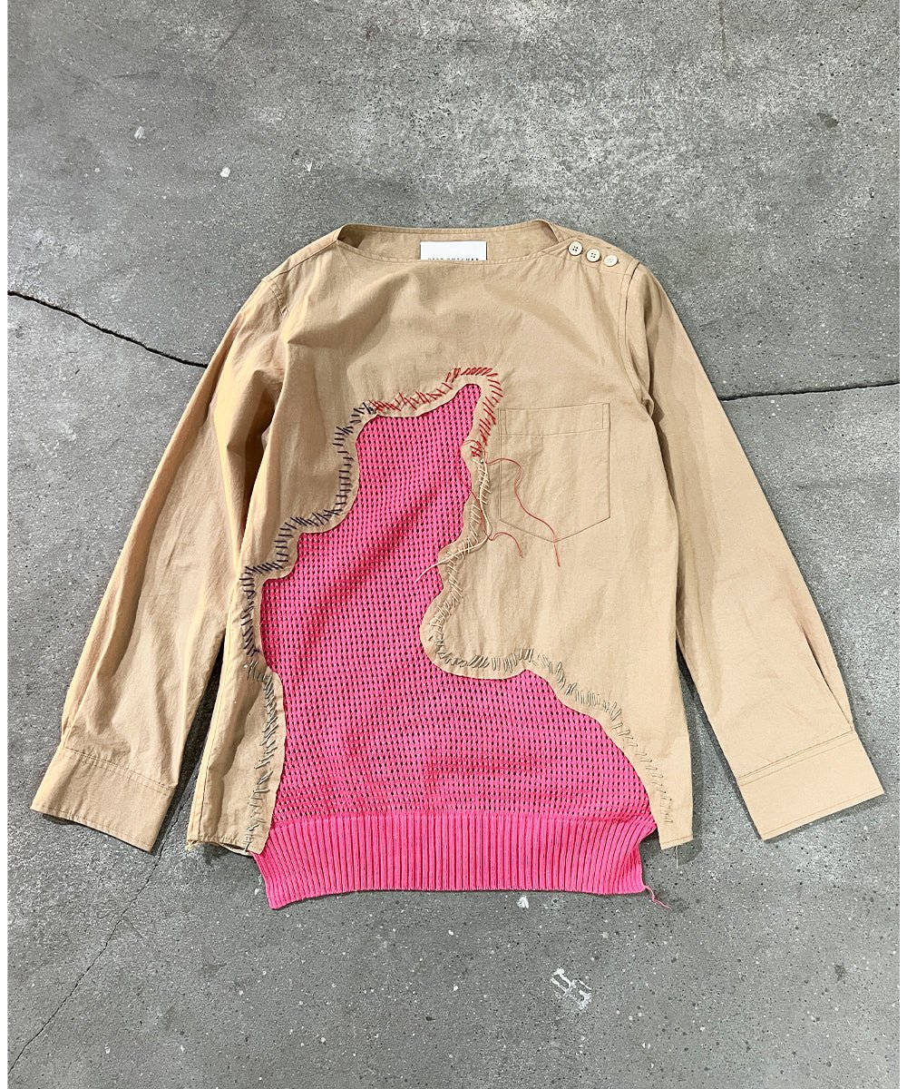 Patchwork Pullover shirt - PINK BEIGE01 - DIET BUTCHER