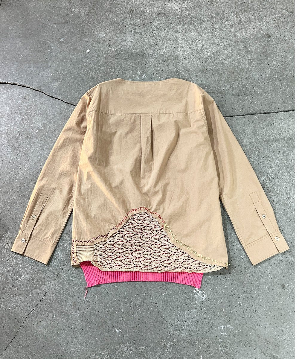 Patchwork Pullover shirt - PINK BEIGE01 - DIET BUTCHER