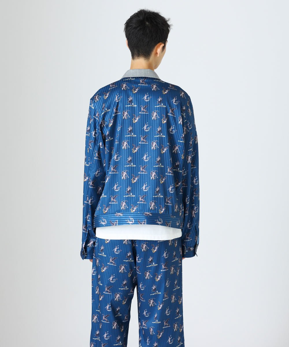 Tartary pattern pajama blouson - DARK BLUE - DIET BUTCHER