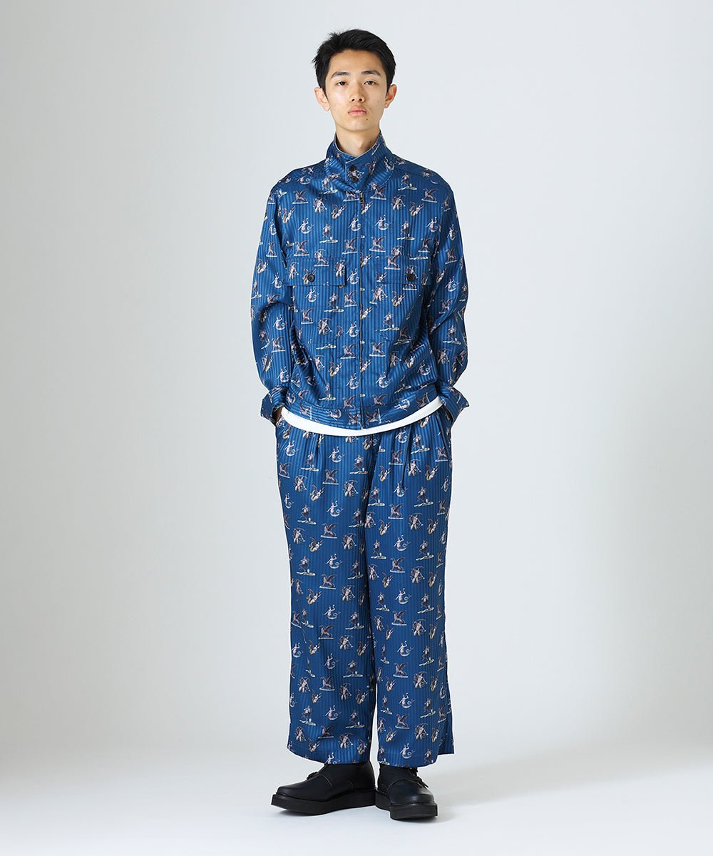 Tartary pattern pajama blouson - DARK BLUE - DIET BUTCHER